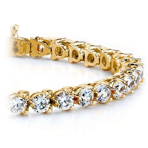 Three Prong Diamond Tennis Bracelet In Yellow Gold 1 Ctw