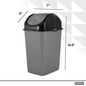 Superio Small 2 5 Gallon Plastic Trash Can With Swing Top Lid Waste