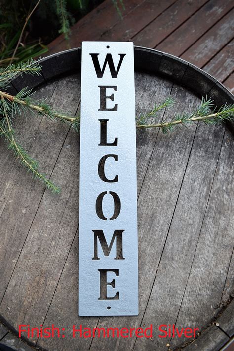 Vertical Metal Welcome Sign Metal Wall Art Monogram Metal Art