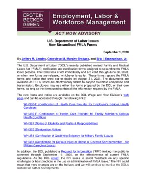 Fillable Online U S Department Of Labor Issues New Streamlined FMLA