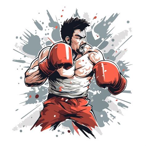 Boxeador Con Guantes De Boxeo Rojos Ilustraci N Vectorial De Un Hombre