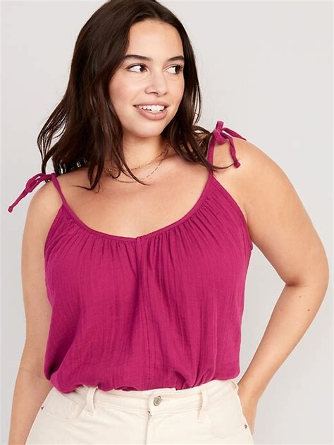 Tie Shoulder Double Weave Cami Swing Top Old Navy