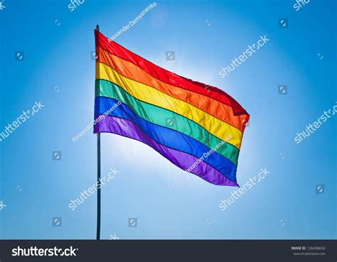 Rainbow Gay Pride Flag On Blue Stock Photo 126438692 | Shutterstock