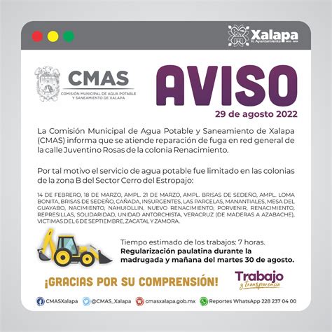 CMAS Xalapa on Twitter AVISO Reparación en curso sobre la calle