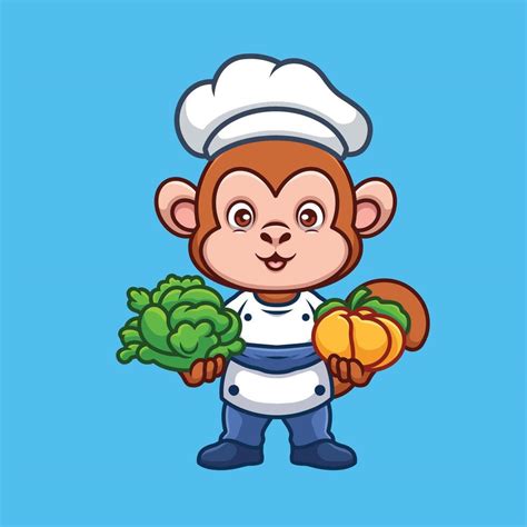 Chef Monkey Cute Cartoon 40296084 Vector Art At Vecteezy