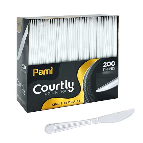 PAMI Heavy Weight Disposable Plastic Knives 200 Pack Deluxe White