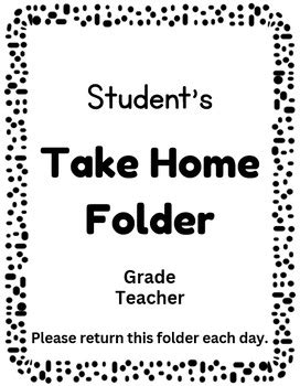 Take Home Folder Cover Template By Teaching X Tpt