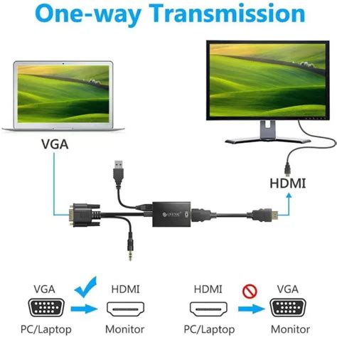 Adaptateur Hdtv M Le Femelle Convertisseur C Ble Vid O Audio Vga Vers