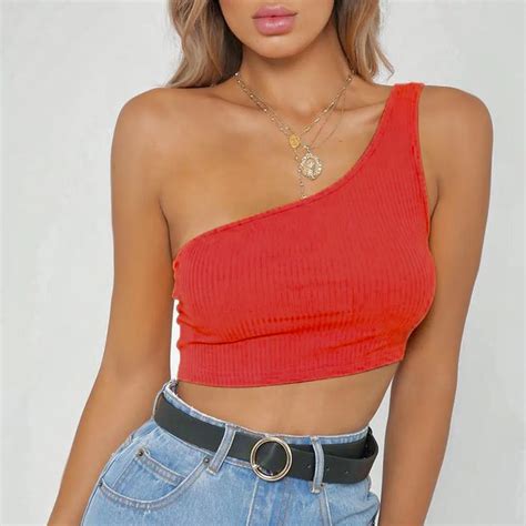 Summer Women Sexy Crop Top Off Shoulder Camisole Knitted Short Tee