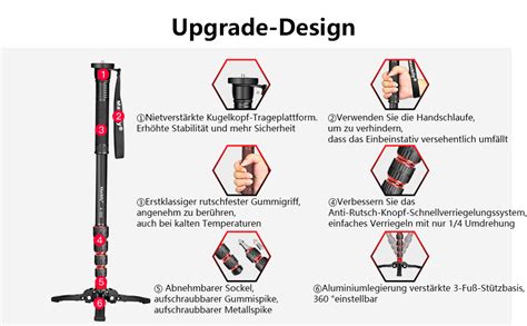 Monopode Cam Ra Extensible Manbily En Aluminium Avec Pieds Cm