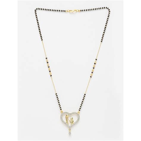 Buy ZENEME Gold Plated Alloy Black Beaded Heart Shape Ad Studded