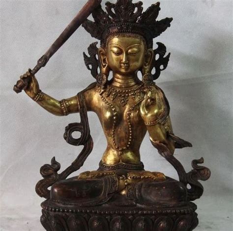 Tibet Fane Buddhism Copper Bronze Manjushri Kwan Yin Guan Yin