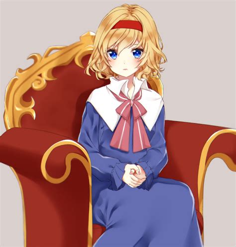 Safebooru 1girl Absurdres Alice Margatroid Blonde Hair Blue Dress Blue Eyes Blush Capelet