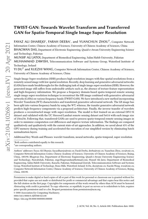 PDF TWIST GAN Towards Wavelet Transform And Transferred GAN For