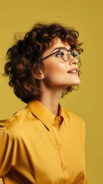 Premium Photo Woman Wearing Glasses Short Curly Hair