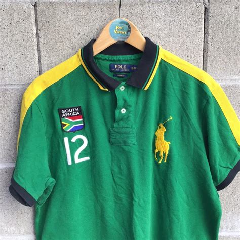 Polo Ralph Lauren Mens Green And Yellow Polo Shirts Depop