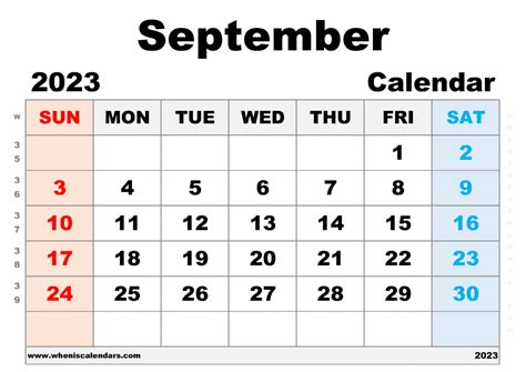 September 2023 Calendar By Week Get Calender 2023 Update