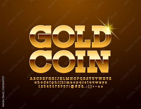 Vector shiny sign Gold Coin with Luxury Font. Set of Chic Alphabet ...