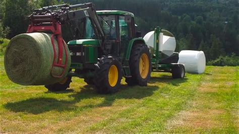 Baling And Wrapping John Deere Massey Ferguson Youtube