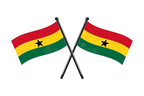 National Flags Of Republic Of Ghana Crossed Stock Vector Illustration