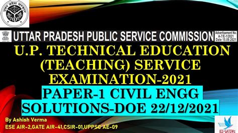 Uppsc Polytechnic Lecturer Exam Civil Engineering Solution Paper