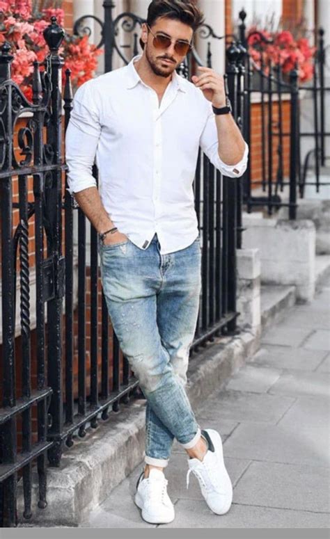 21 How To Style Mens White Button Up Shirt And Jeans Ideas Mens Outfits Mens Fashion Casual