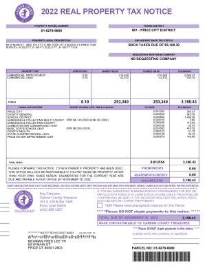 Fillable Online Real Property Tax Notice Carbon County Utah Fax