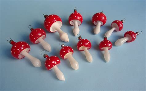 Lot Of Vintage Blown Glass Mushrooms Christmas Ornaments Ebay