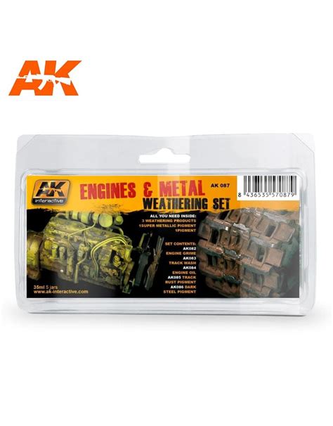 AK Interactive Engines And Metal Weathering Set Hobby 2000