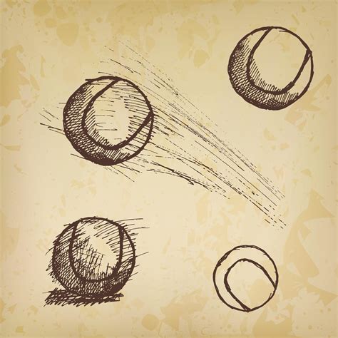 Tennis ball sketch set isolated on old paper 1631360 Vector Art at Vecteezy