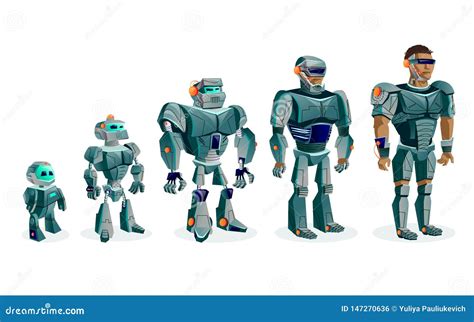 Evoluci N De Robots Progreso Tecnol Gico Ilustraci N Del Vector