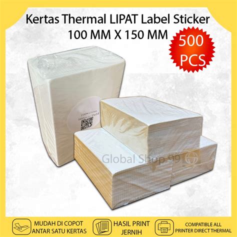 Jual Kertas Thermal Lipat 100x150 Isi 500 Label Print Resi Alamat Nota