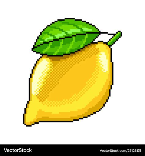 Pixel Lemon Fruit Detailed Isolated Royalty Free Vector