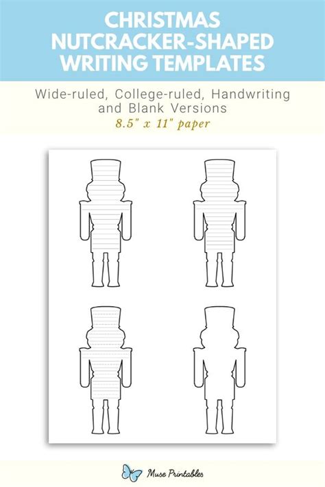 Printable Christmas Nutcracker Shaped Writing Templates Writing