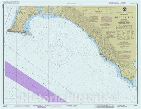 Historic Nautical Map Drakes Bay Ca 1990 Noaa Chart Vintage Wall Historic Pictoric