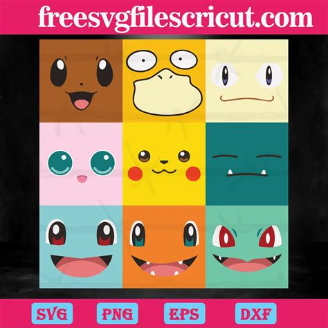 Pokemon Characters Face Svg - free svg files for cricut