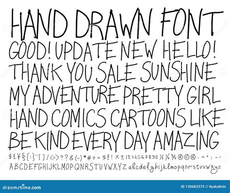 Sketch Font. Alphabet Handwritten, Comics Style. Stock Vector ...