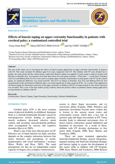 Pdf Effects Of Kinesio Taping On Upper Extremity Functionality In