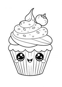 Coloriages de Cupcakes et gateaux faciles pour enfants Gratuits à