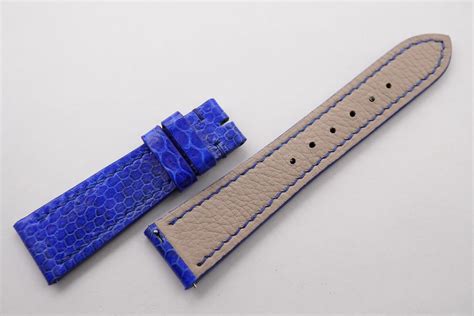 Mm Cobalt Blue Genuine Sea Snake Skin Leather Watch Strap For