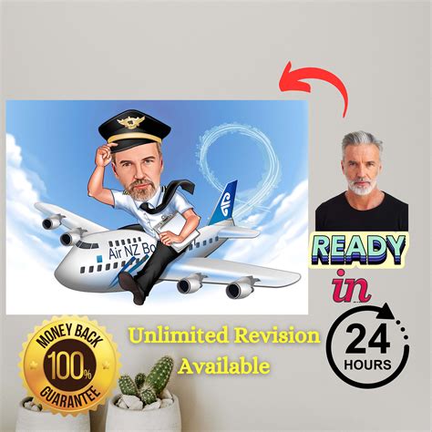 Cartoon Pilot Portrait Pilot Caricature Ts Aviation Ts Airplane Airline Pilot Birthday