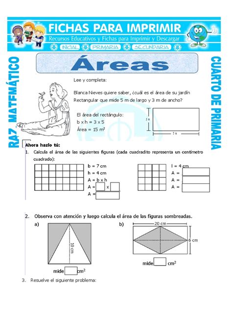 Ejercicios Con Áreas Para Cuarto De Primaria Geometría Elemental