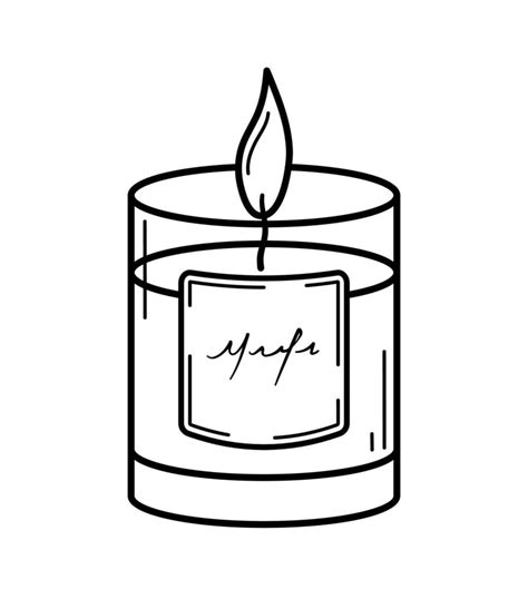 Burning Aroma Candle In Glass Jar Hand Drawn Sketch Icon Isolated