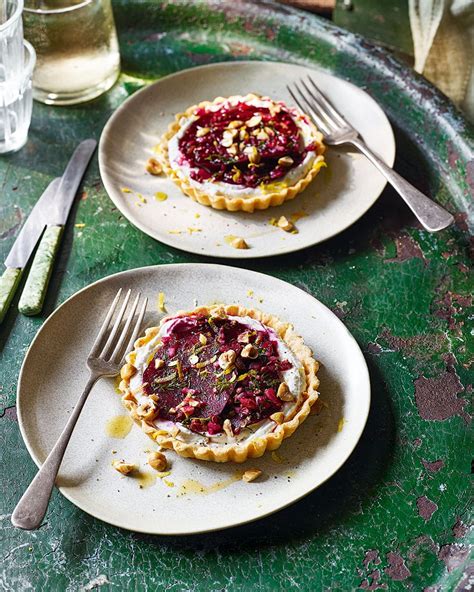 Goat S Cheese Beetroot And Hazelnut Tarts Recipe Delicious Magazine