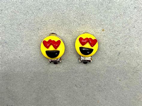 Emoji Earrings Heart Eye Emojis Heart Earrings Emoji Ts Etsy