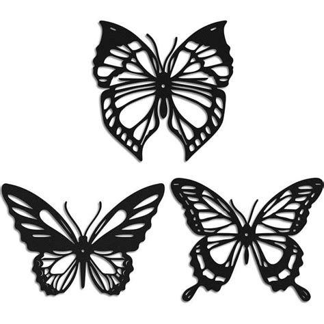 Papillon En M Tal Decoration Murale Noir Pack Decoration Murale