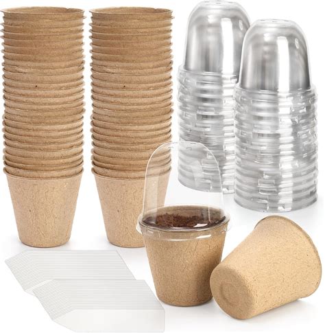 Amazon Cedilis 50 Set Peat Pots With Humidity Dome 3 Inch Paper