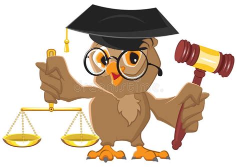 Owl Judge Holding Gavel And Scales Stock Vector - Illustration of holding, painting: 49374930