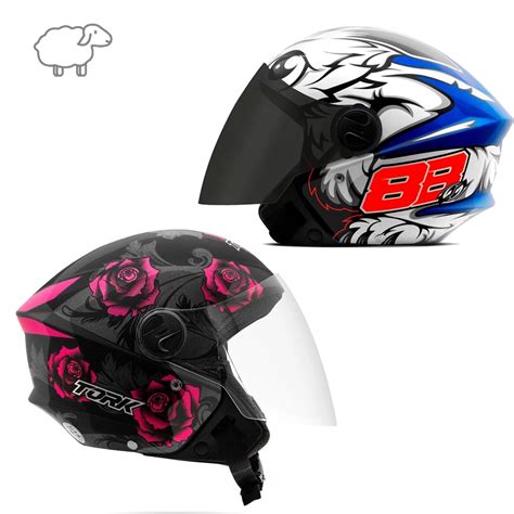 Capacete Feminino Aberto New Liberty Three Flowers Brilhante Pro Tork