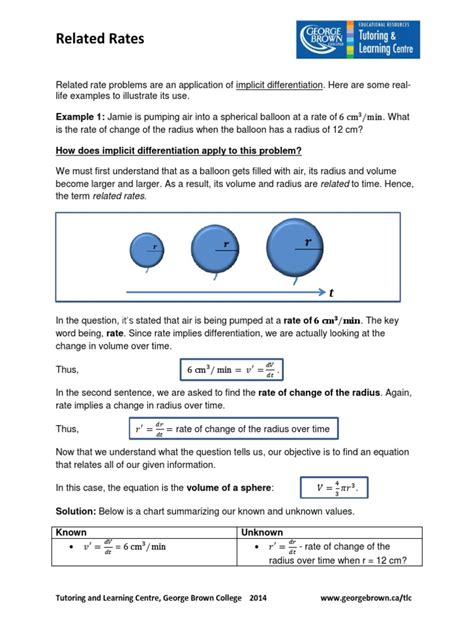 Related Rates Equations Derivative